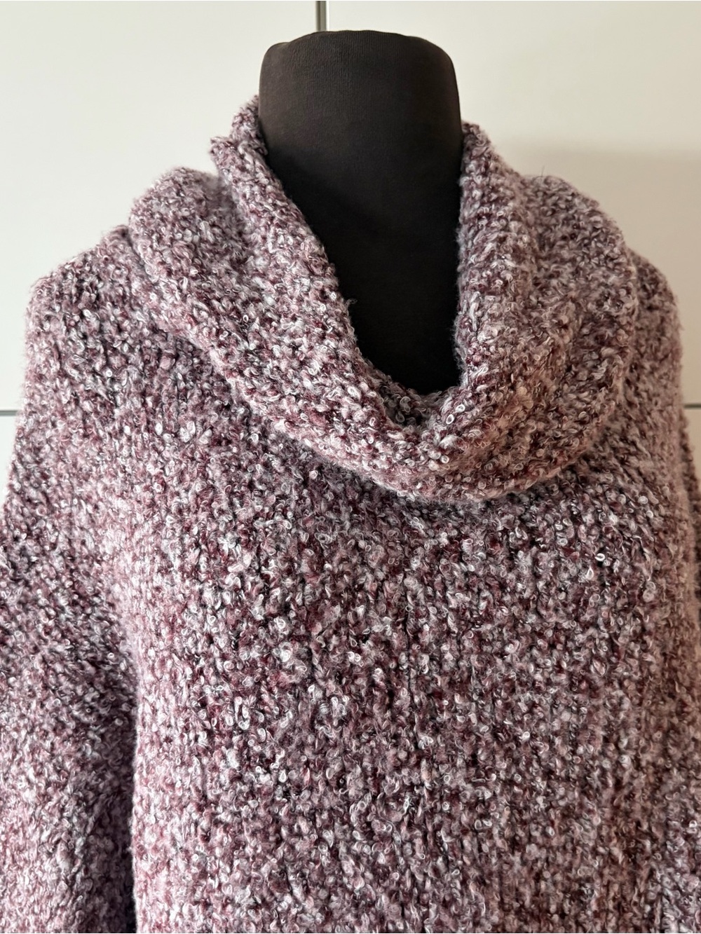 Free People BFF Cowl Neck Sweater Brown Burgundy Heathered Oversized XS - Picture 4 of 13